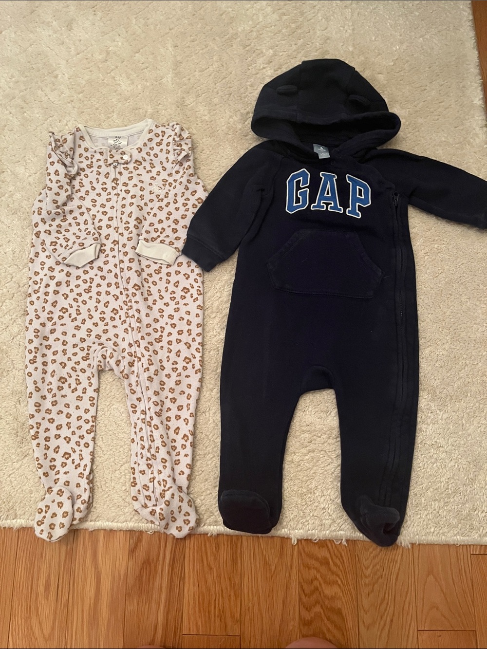 GAP Bundle-Navy Hooded Footed One-Piece with Front Pocket & Sleeper 9-12 months